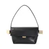 Jacquemus The Rond Carre Leather Shoulder Bag In Black