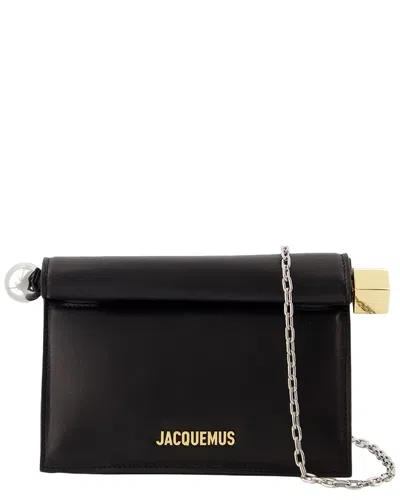 Jacquemus Black Lambskin La Petite Pochette Rond Carre (authentic Pre-loved) In Brown