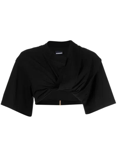 Jacquemus Le Bahia Court Cotton T-shirt In Black