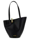 Jacquemus The Medium Bambola Asymmetric Leather Bucket Bag In Black