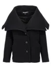 Jacquemus Draped-collar Wool Coat In Black