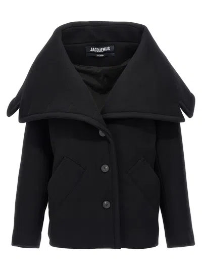 JACQUEMUS BLACK LE CABAN CARUSO COAT