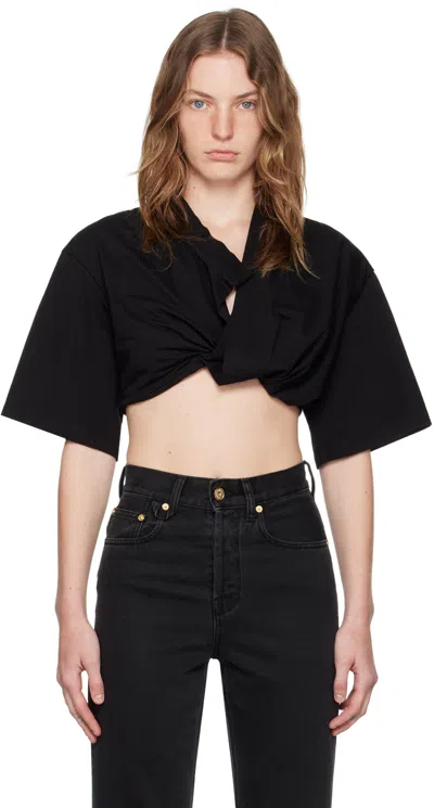 Jacquemus Le T-shirt Bahia Court Cotton Crop Top In Black
