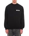 Jacquemus Mens Black Grosgrain-logo Long-sleeve Cotton T-shirt In Black