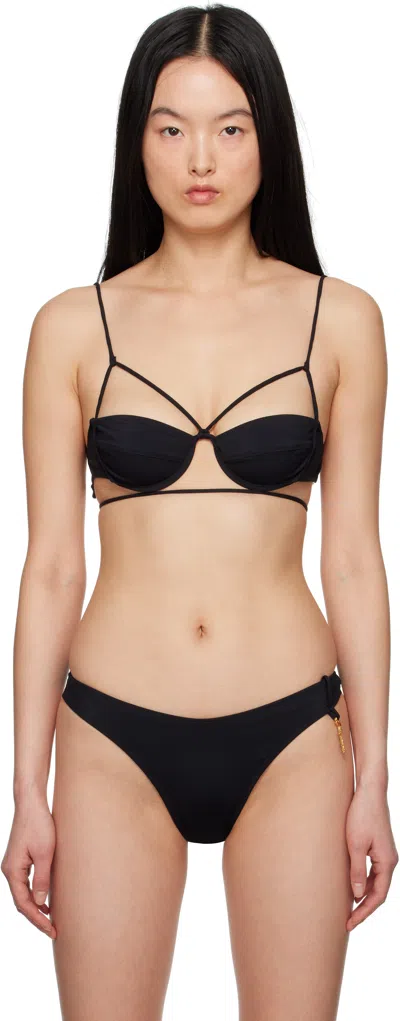 JACQUEMUS BLACK 'LE HAUT DE MAILLOT SIGNATURE' BIKINI TOP