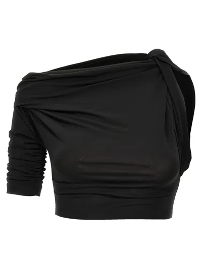 JACQUEMUS BLACK LE HAUT DRAPEADO TOP