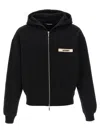Jacquemus Gros Grain Zip-up Hooded Sweatshirt In Black