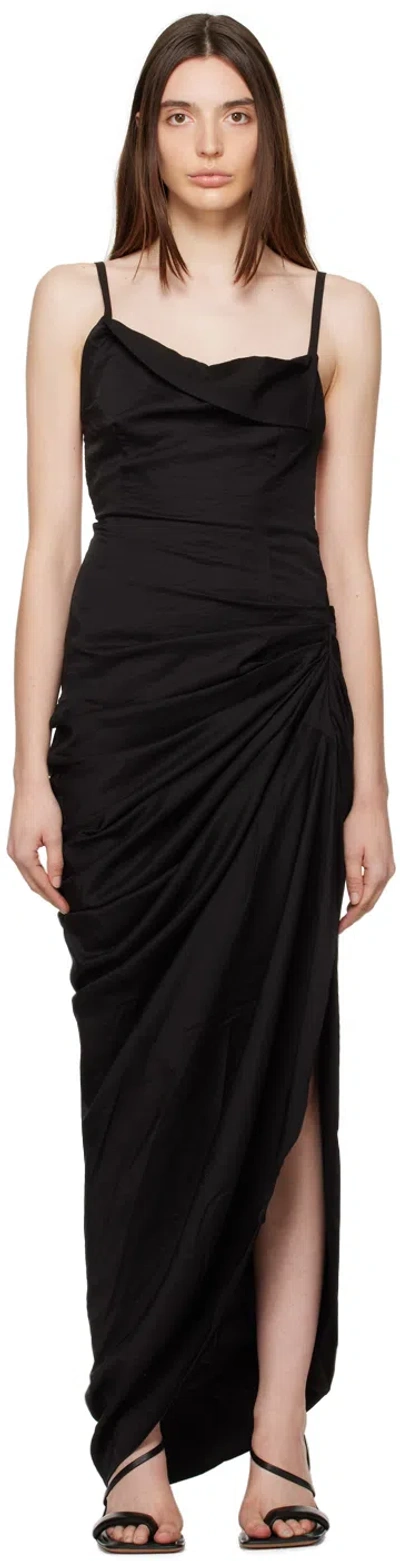 Jacquemus Black Le Papier 'la Robe Saudade' Maxi Dress In Schwarz