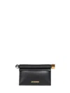 Jacquemus La Pochette Rond Carre Leather Clutch In Black