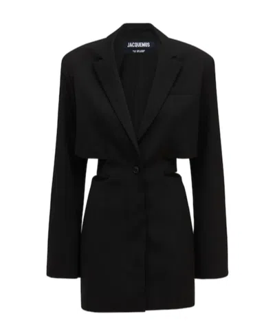 Jacquemus Black Le Robe Bari Wool Mini Suit Dress