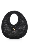 Jacquemus Le Rond Spiaggia Shoulder Bag In Raffia In Black