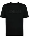 Jacquemus 'le T-shirt Typo' Black Crewneck T-shirt With Logo Lettering On The Front In Schwarz