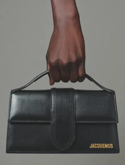 Jacquemus Black Leather Bag In Gray