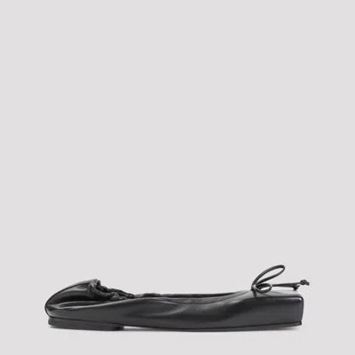 JACQUEMUS BLACK LEATHER BALLET FLATS