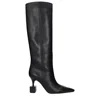 Jacquemus Black Leather High Heel Women's Boots In Black