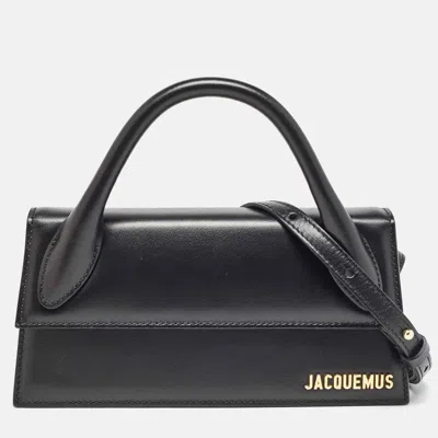 Pre-owned Jacquemus Black Leather Long Le Chiquito Top Handle Bag
