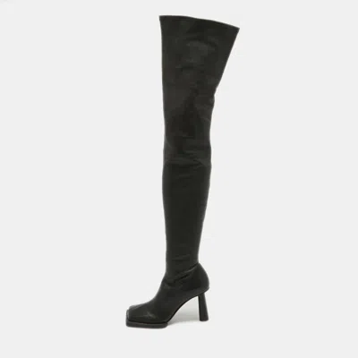Pre-owned Jacquemus Black Leather Over The Knee Boots Size 36