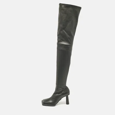 Pre-owned Jacquemus Black Leather Over The Knee Boots Size 38