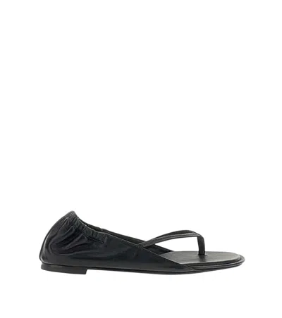 Jacquemus Black Leather Sandals In Animal Print