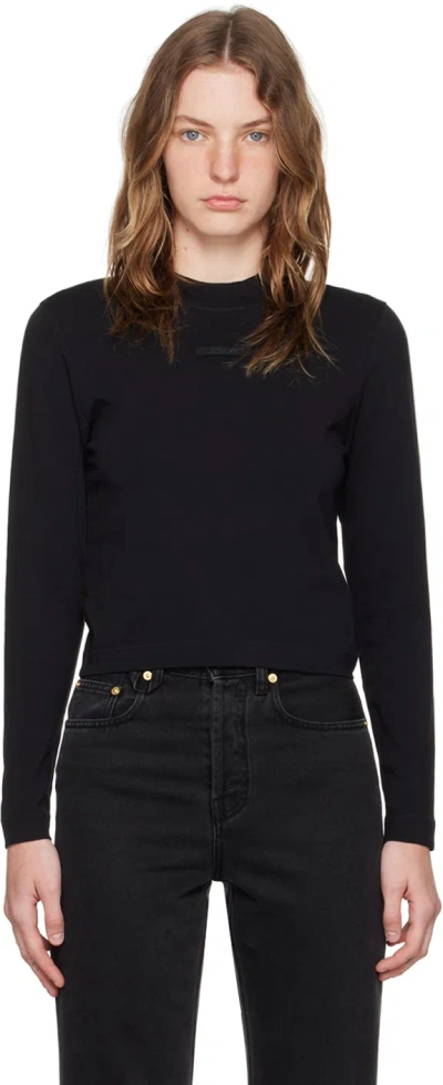 Jacquemus The Gros Grain Logo-detail Long-sleeve Top In Black