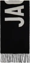 Jacquemus Lècharpe Blue Oversize Scarf With Jacquard Motif In Wool Man  In 990 Black