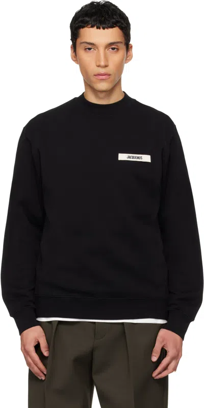 Jacquemus Relaxed Fit Long-sleeve Shirt With Minimalist Patch Detail In Black