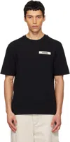 Jacquemus Minimalist Black Short-sleeve Cotton T-shirt With Patch Detail In Black