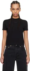 Jacquemus Black Fitted T-shirt With Logo Patch In Stretch Cotton Woman In 990 Black