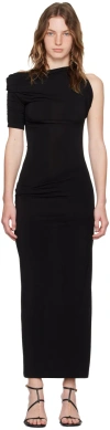 Jacquemus Short-sleeved Black Viscose Midi Dress In 990 Black