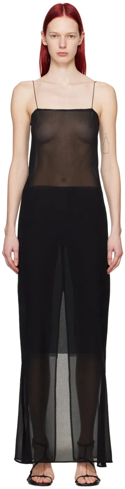 Jacquemus Panel Midi Straps Slit Block Dress In Black