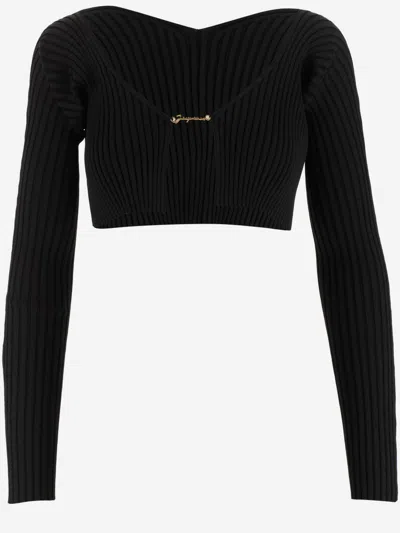 JACQUEMUS BLACK LOGO CARDIGAN
