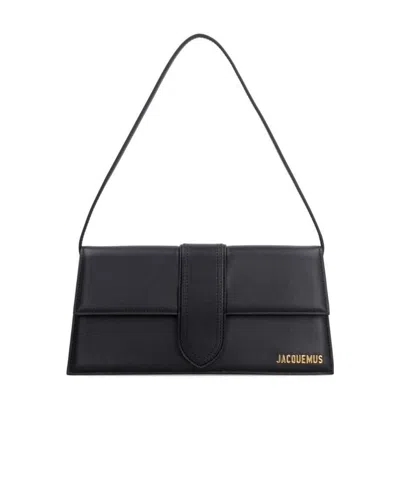 JACQUEMUS BLACK LOGO FLIP SHOULDER BAG