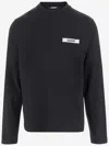 Jacquemus Mens Black Grosgrain-logo Long-sleeve Cotton T-shirt In Black