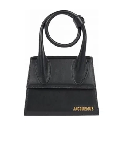 JACQUEMUS BLACK LOGO HANDBAG
