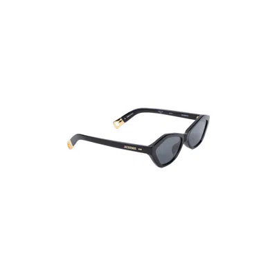 Jacquemus Black Logo Sunglasses In Brown
