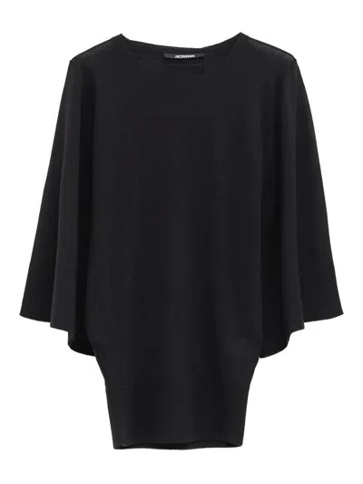 Jacquemus Black Mananco Knitwear In Wool And Silk