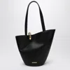 Jacquemus The Medium Bambola Asymmetric Leather Bucket Bag In Black