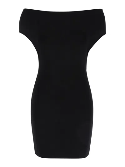 JACQUEMUS JACQUEMUS BLACK MINI DRESS LA ROBE CUBISTA IN VISCOSE WOMAN