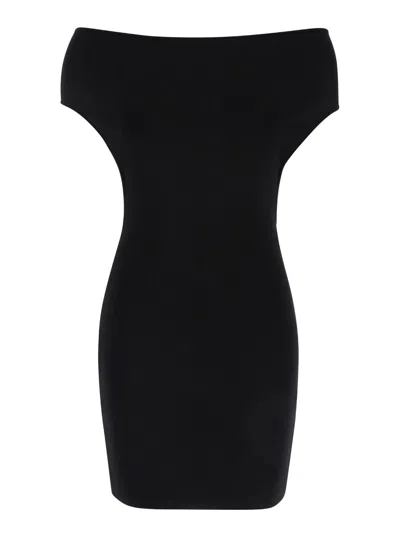 Jacquemus Off-the-shoulder Short Dress In Black
