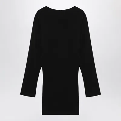 Jacquemus Black La Robe Mistral Crew Neck Dress With Long Sleeves And Open Back In Viscose Blend Women