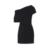 Jacquemus One Shoulder Mini Dress With Asymmetric Neckline In Black