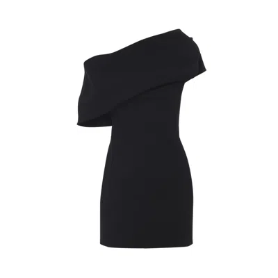 JACQUEMUS BLACK ONE-SHOULDER FISH DRESS