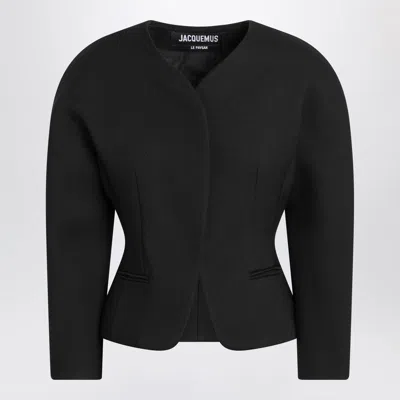 Jacquemus Ovalo Cropped Jacket In Black