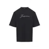 Jacquemus Relaxed Fit Black T-shirt With Cursive Script Logo In Black
