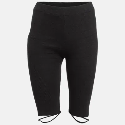 Pre-owned Jacquemus Black Rib Knit Biker Shorts L In Grey