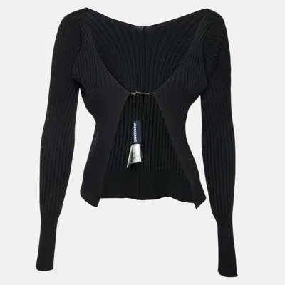 Pre-owned Jacquemus Black Rib Knit La Maille Pralù Longue Cardigan M