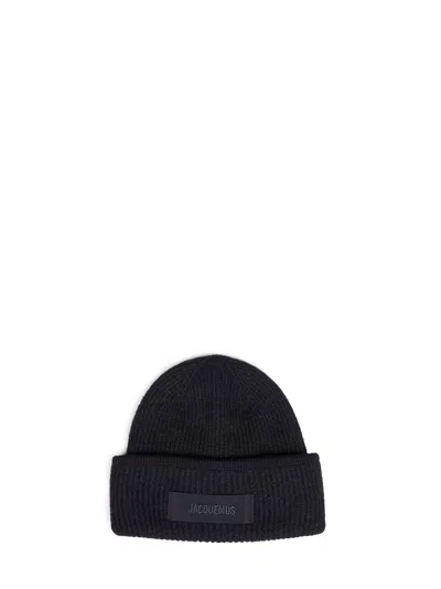 Jacquemus Black Ribbed Knit The Gros Grain Beanie