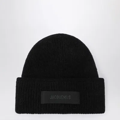 JACQUEMUS JACQUEMUS  BLACK RIBBED WOOL-BLEND BEANIE