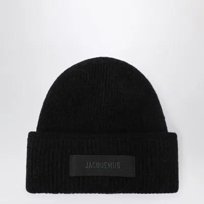 Jacquemus Black Ribbed Wool-blend Beanie Women