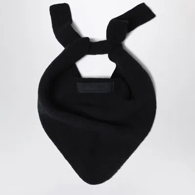 JACQUEMUS JACQUEMUS  BLACK SCARF WITH GROSGRAIN LOGO
